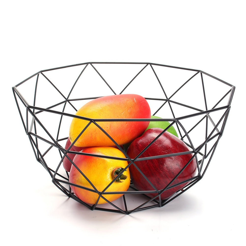 Modern Geometric Wire Basket Fruit Storage Bowl Tableware Display Rack Holder