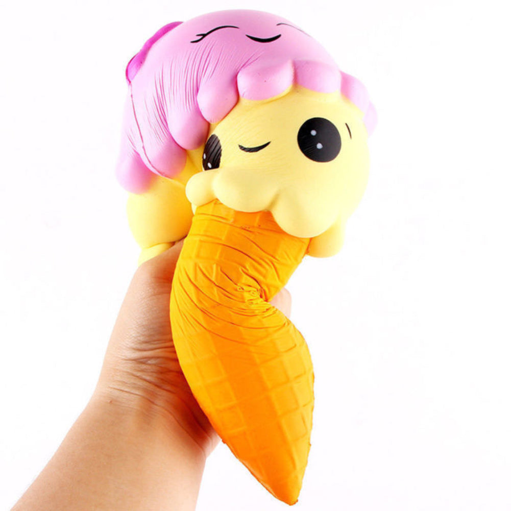 Cute Large Ice Cream Cone Slow Rising Soft Squeeze Stress Reliever Toy Decor