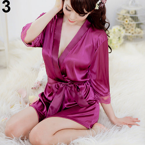 Women Fashion Fantastic Sexy Wild Temptation Lace Sleepwear Bathrobe + G-string