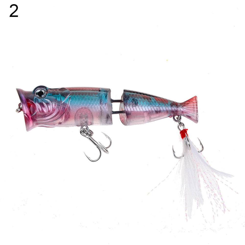 8cm Artificial Bait Bass Crankbait Wobblers Plastic Fishing Lures with Feather