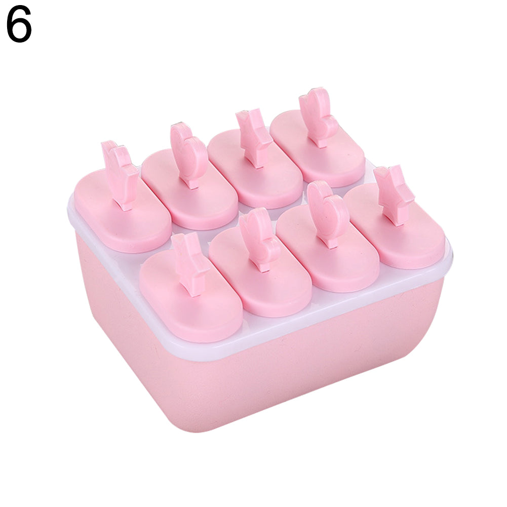Plastic Popsicle Ice Cream Mold Maker Tray Cube DIY Kitchen Tool with Cover