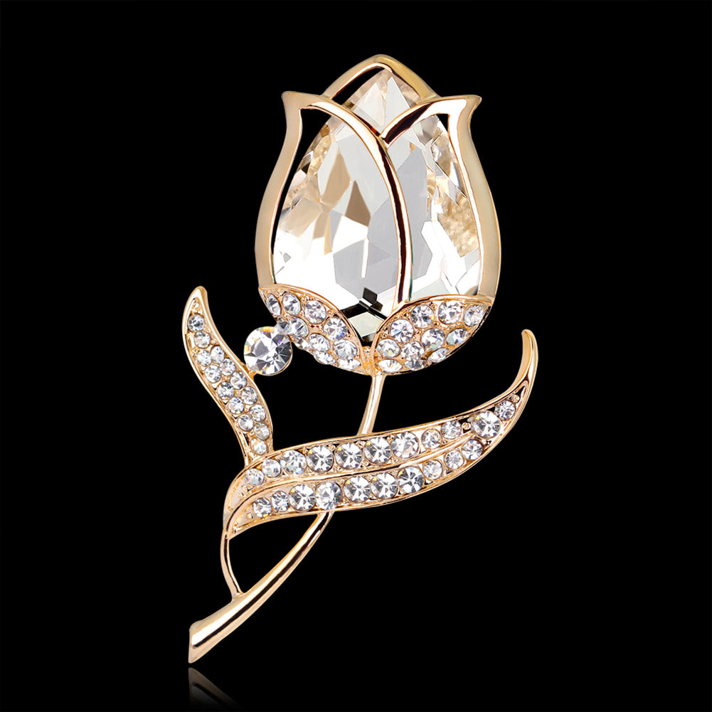 Women Fashion Rose Flower Rhinestone Brooch Pin Wedding Bridal Jewelry Accessory