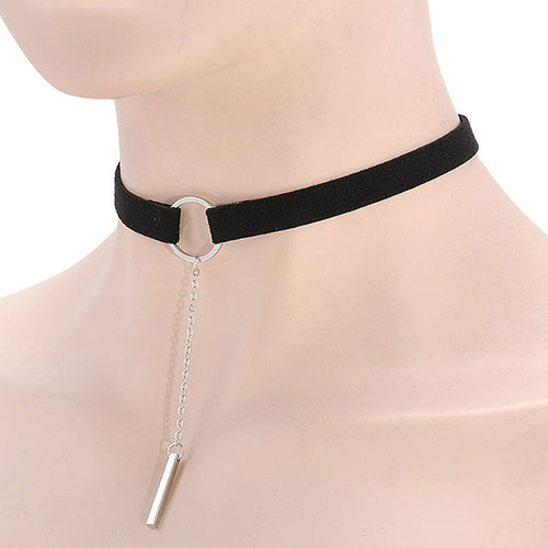 Women Choker Collar Velvet Round Ring Pendant Chain Clavicle Necklace Jewelry