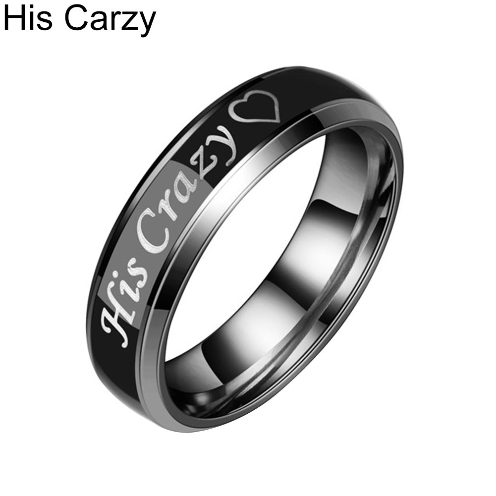 His Crazy Her Weirdo Color Changing Titanium Couple Rings Jewelry Ornament Gift