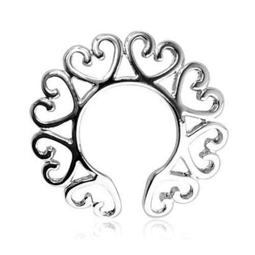 Non Piercing Clip On Surgical Steel Hollow Heart Sexy Women Nipple Shield Ring
