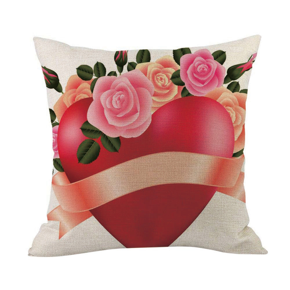 Local Store Happy Valentine Pillow Cases Cotton Linen Sofa Cushion Cover Home Decor