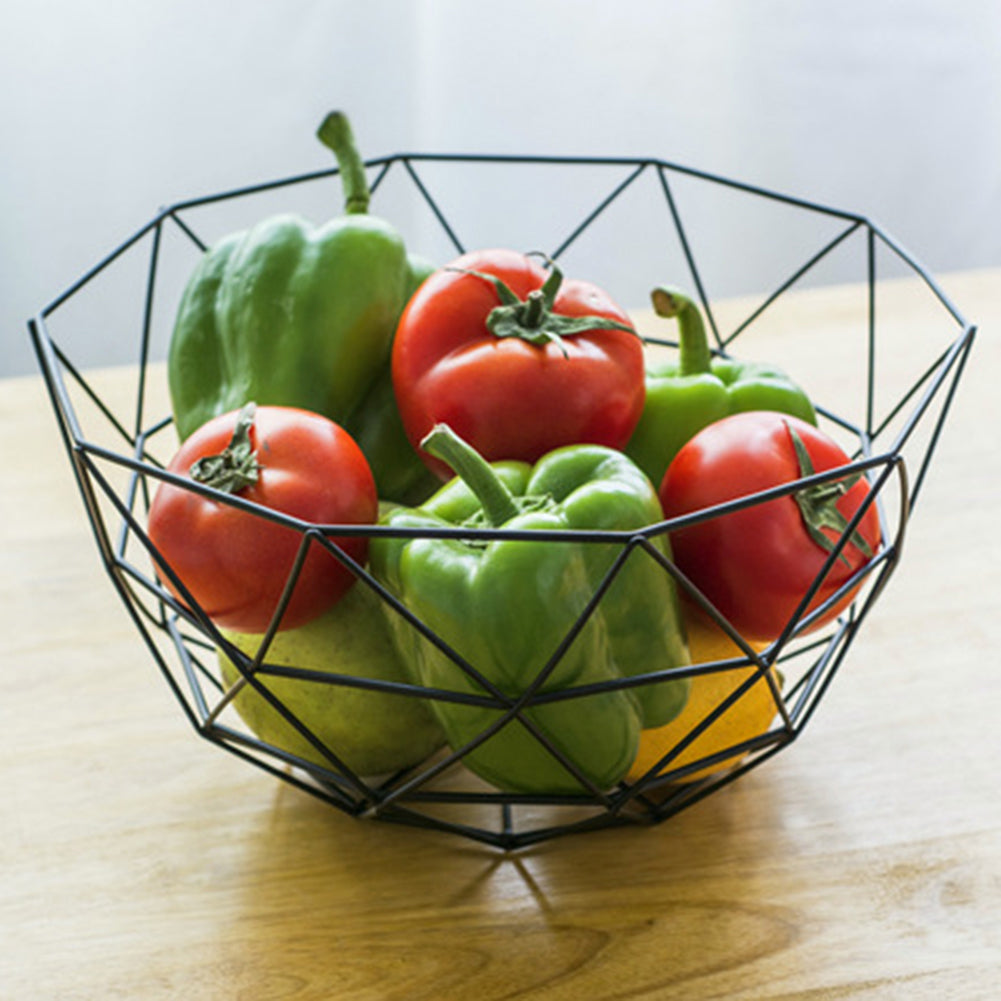 Modern Geometric Wire Basket Fruit Storage Bowl Tableware Display Rack Holder