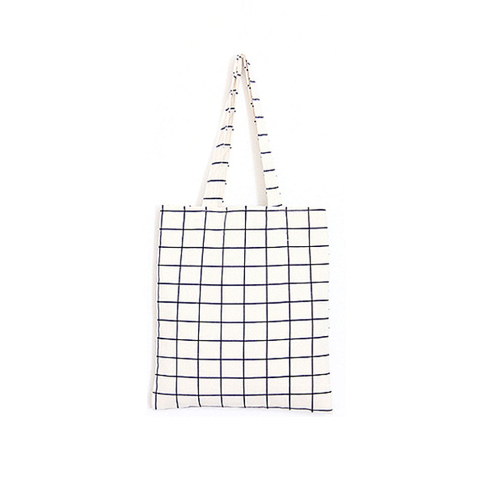 Women Plaid Zipper Single Shoulder Handbag Travel Shopping Tote Grocery Bag