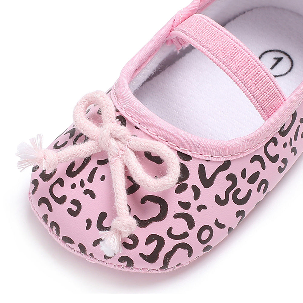 Bowknot Baby Girls Infant Leopard Print Princess Anti-Slip Prewalker Crib Shoes