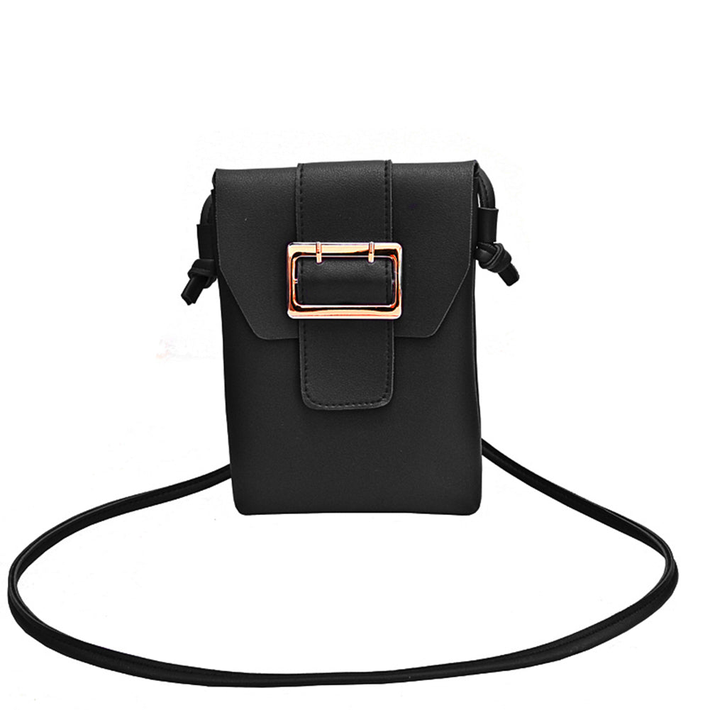 Women Fashion Small Faux Leather Cross Body Bag Shoulder Phone Solid Color Purse
