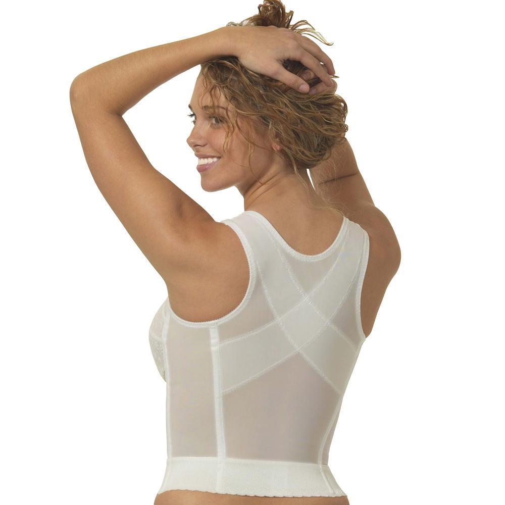 CORTLAND INTIMATES STYLE 9603 - Front Closure Back Support Long Line Bra - White