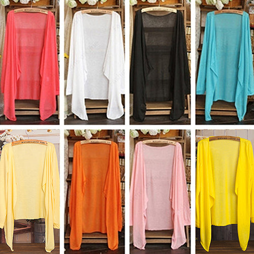 Women Fashion Summer Beach Sunscreen Casual Long Sleeve Cardigan Shawl Coat
