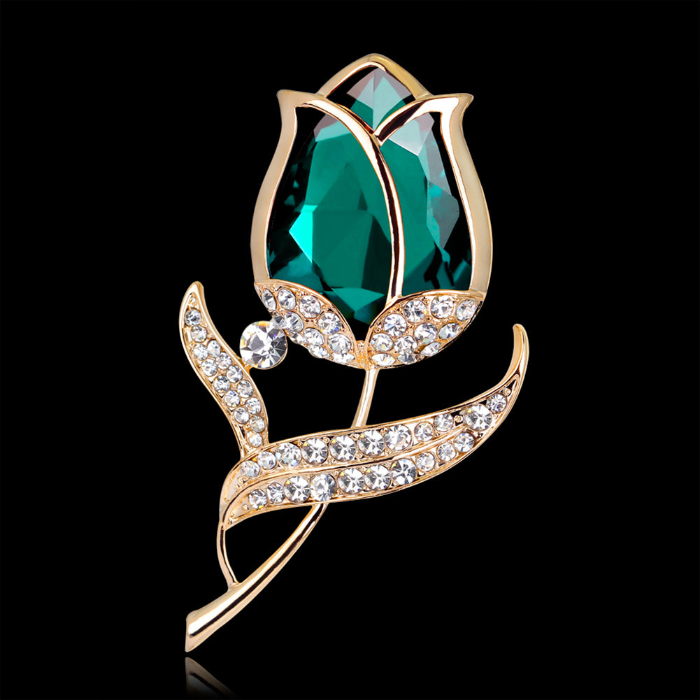 Women Fashion Rose Flower Rhinestone Brooch Pin Wedding Bridal Jewelry Accessory