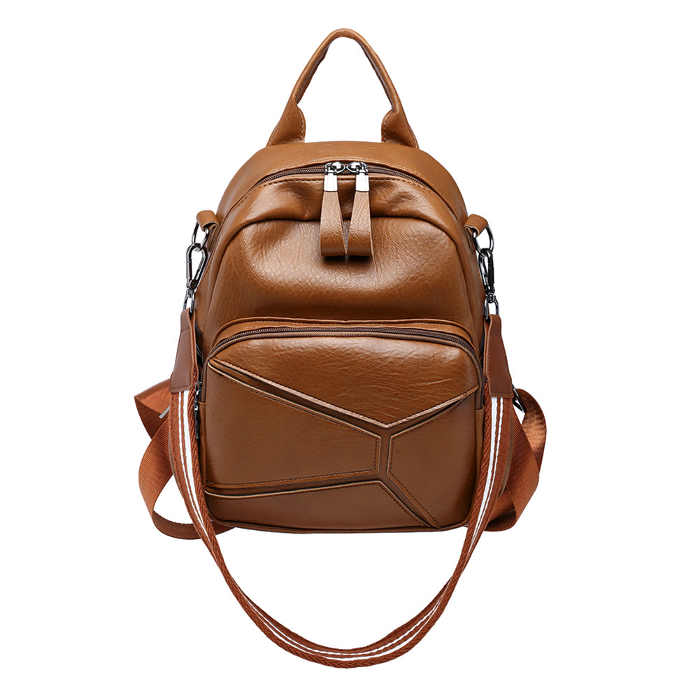 Retro Women Faux Leather Multi-function Backpack Travel Bag with Shoulder Strap