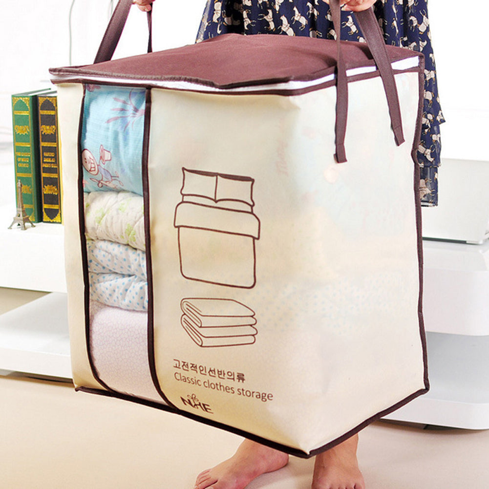 Non-Woven Fabric Clothes Quilt Bedding Zipper Storage Bag Holder Pouch Organizer