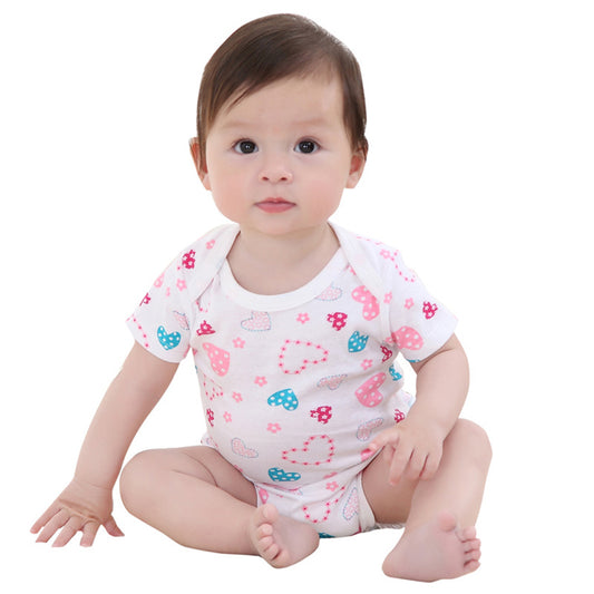 Lovely Hearts Printed Short Sleeve 0-1 Year Infant Baby Romper Summer Jumpsuits