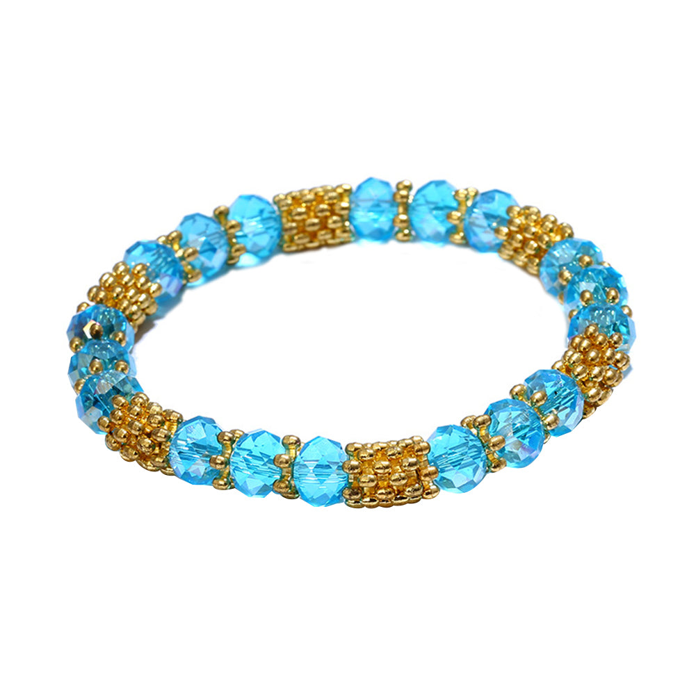 Fashion Elegant Faux Crystal Alloy Elastic Beaded Bracelet Women Jewelry Gift