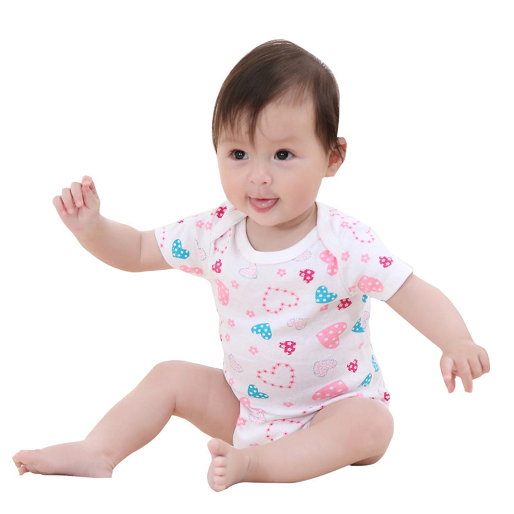 Lovely Hearts Printed Short Sleeve 0-1 Year Infant Baby Romper Summer Jumpsuits
