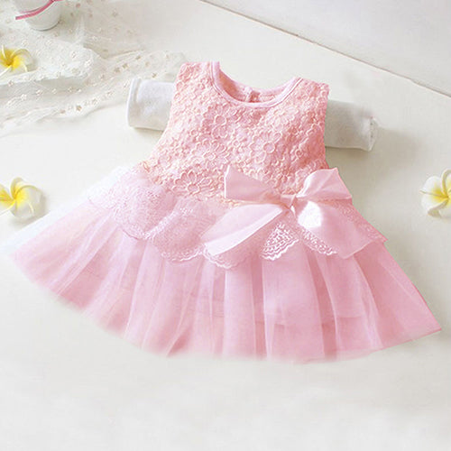 Kids Baby Girls' Floral Lace Bowknot Dress Party Princess Tutu Tulle Dress