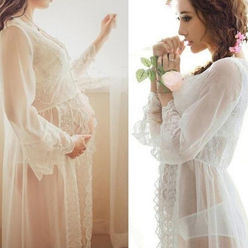 Royal Lace Pregnancy Maternity Photography Props Shoot Nightdress Long Dress