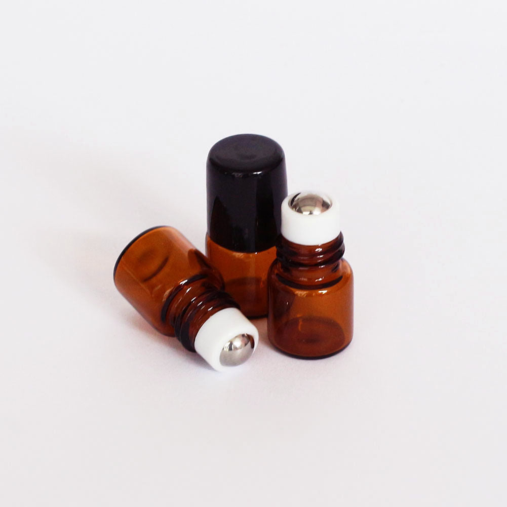 10 Pcs 1ml Empty Brown Glass Bottle Roller Ball Essential Oil Liquid Container