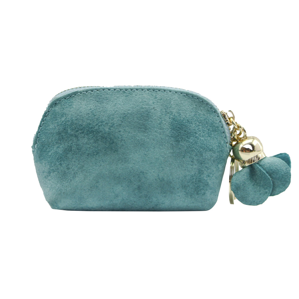 Fashion Faux Leather Rose Pendant Zipper Women Coin Purse Wallet Mini Bag