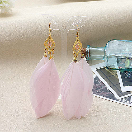 1 Pair Elegant Lady Feathers Dangle Hook Wedding Prom Party Earrings Gift