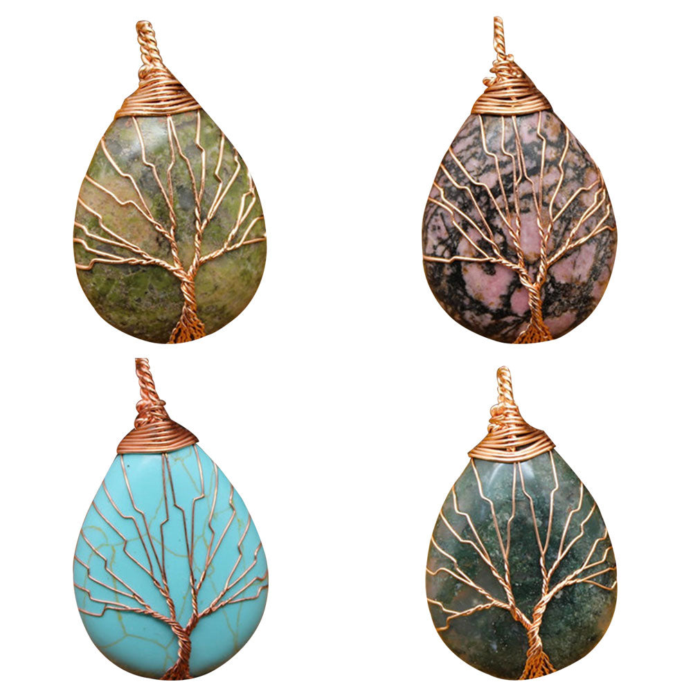 Natural Stone Waterdrop Shape Pendant Charm Necklace Jewelry DIY Accessory