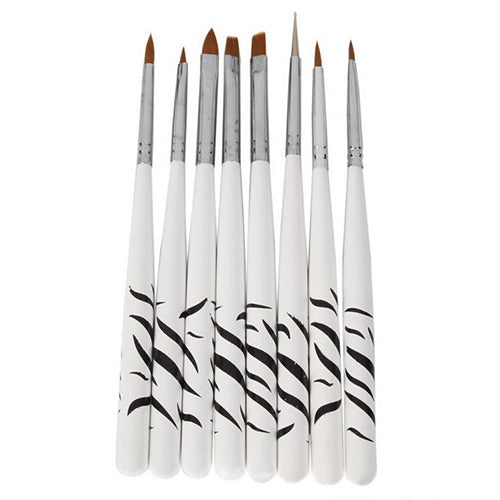 8PCS Zebra Nail Art Dotting Manicure Painting Drawing Polish Brush Pen Tools