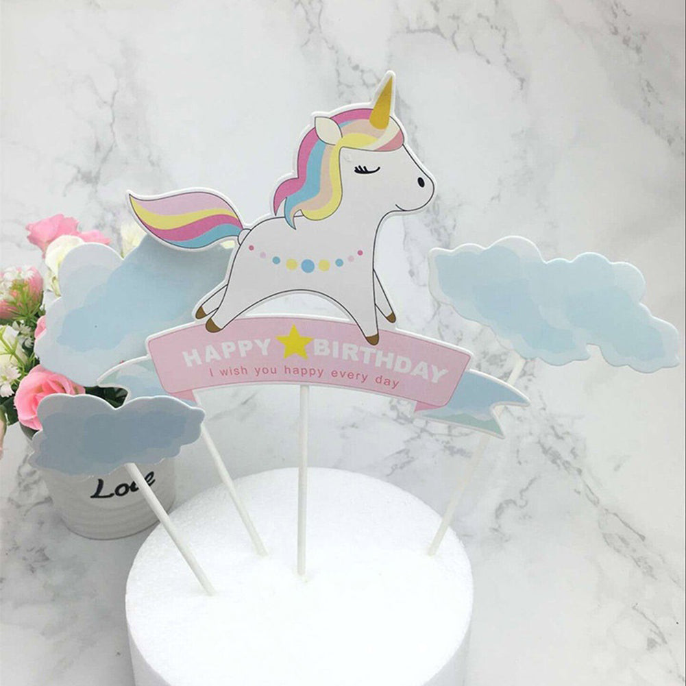 Happy Birthday Unicorn Cake Topper Decoration for Birthday Party Anniversary