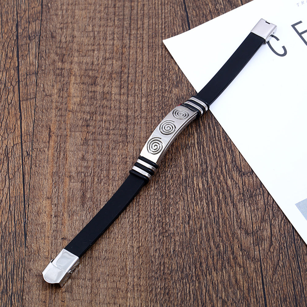 Punk Swirl Carving Men Fashion Stainless Steel Adjustable Bracelet Wristband