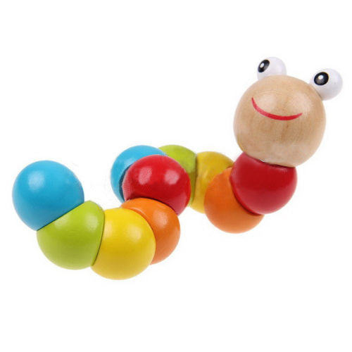 Baby Kids Creative Colorful Twist Colored Insects Toy Wooden Educational Gift
