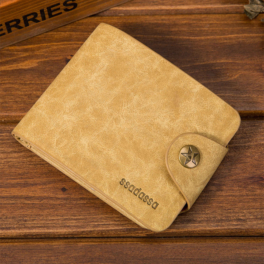 Men Faux Leather Folded Zipper Short Wallet Coin Cards Cash Slots Purse Gift