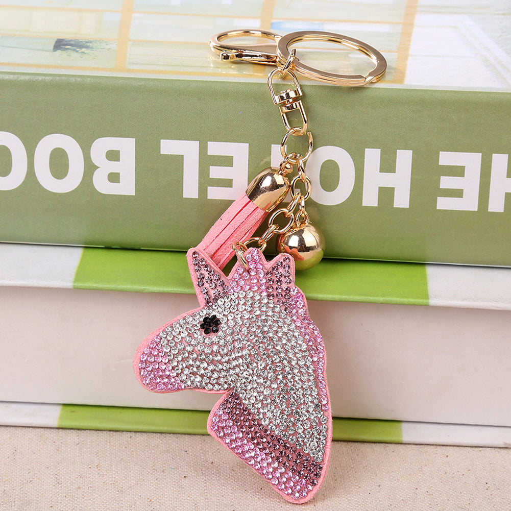 Full Rhinestones Unicorn Flamingo Tassels Key Chain Keychain for Bag Car Handbag
