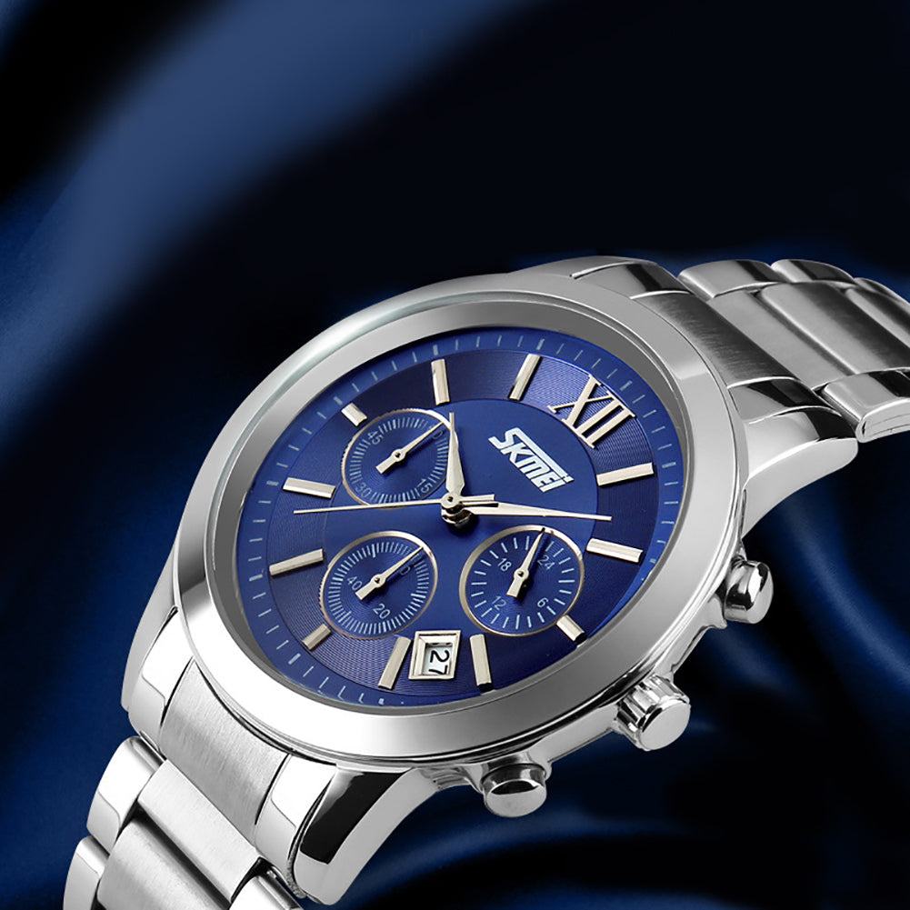 Fashion Men Alloy Band Roma Style Sub-Dial Analog Quartz Wrist Watch Gift