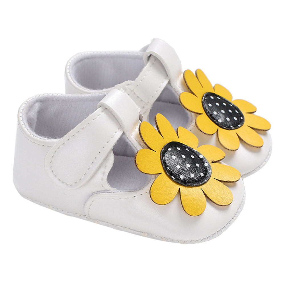 Toddler Baby Girl Flower Faux Leather Prewalker Soft Sole Fashion Princess Shoes