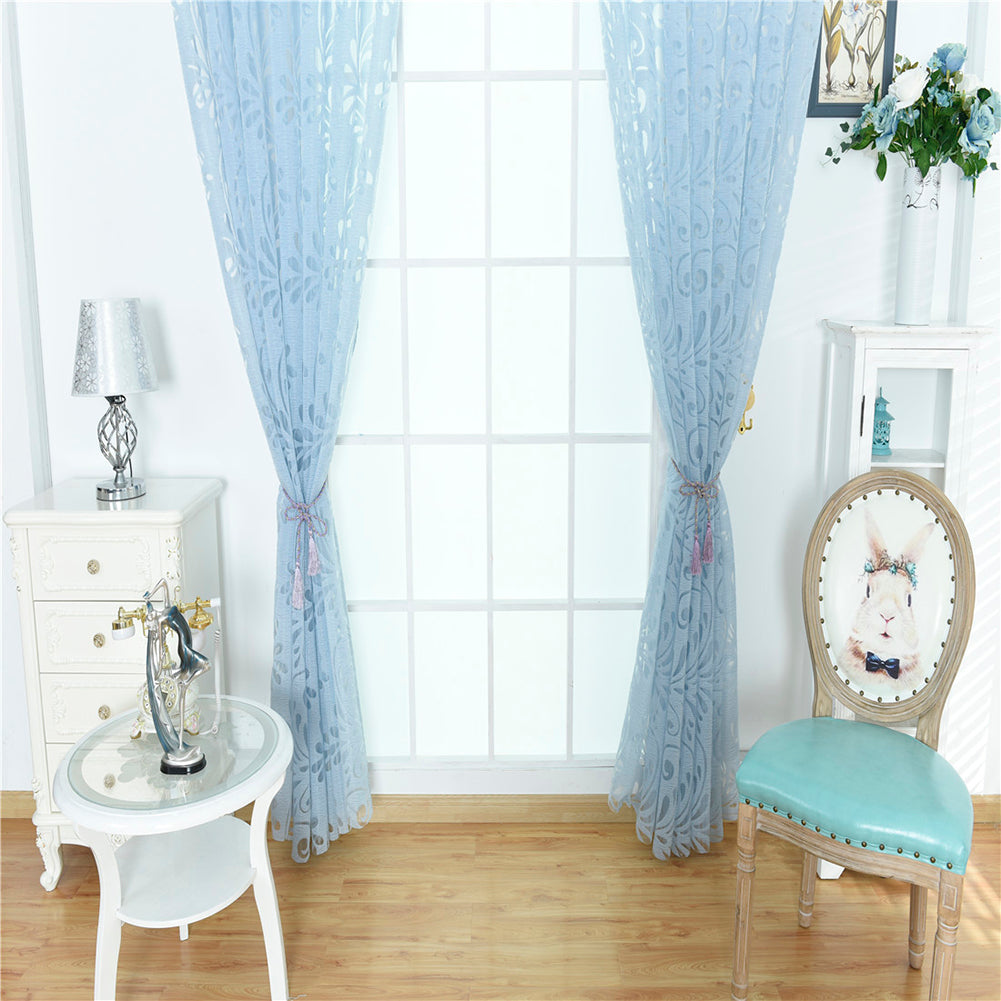 Fashion Phoenix Tail Window Curtain Sheer Divider Panel Perforated Bedroom Decor
