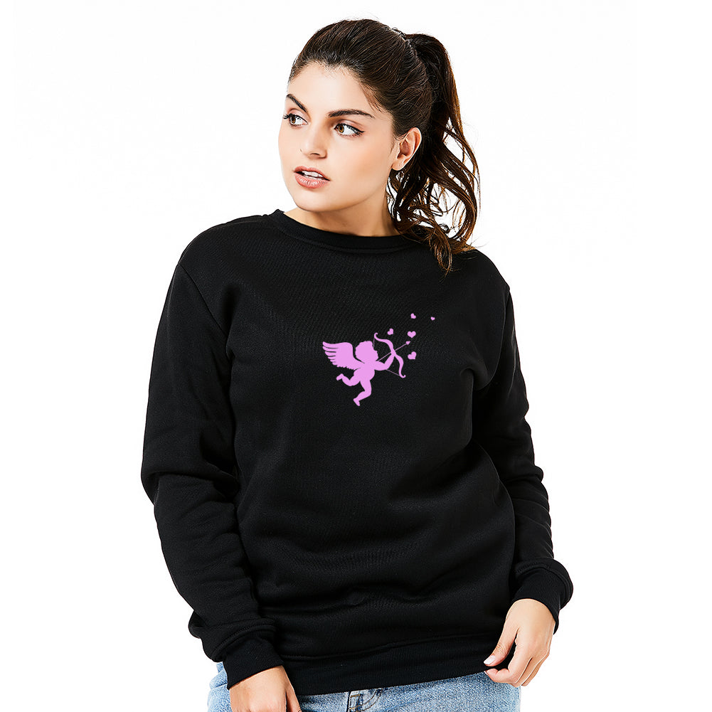 Cupid Pattern Women Men Warm Pullover Crew Neck Long Sleeve Sweatshirt Top