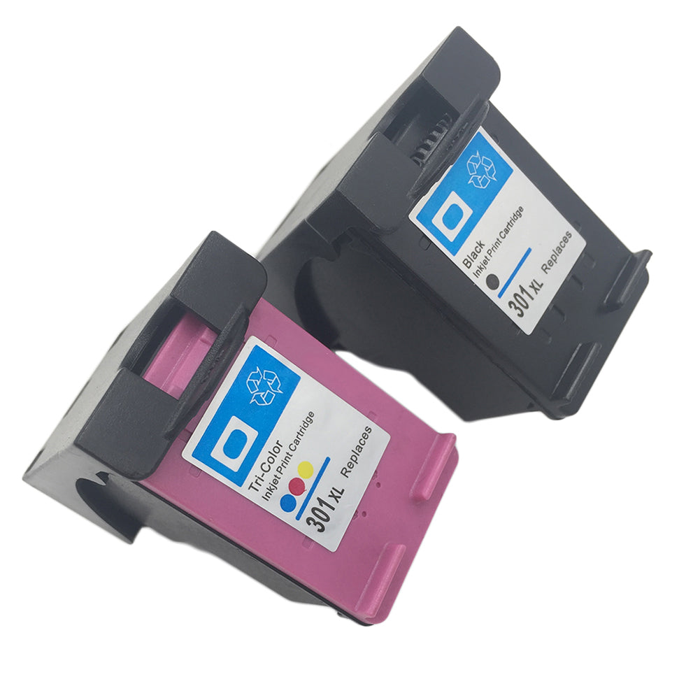 2Pcs Non-OEM Ink Print Cartridge Alternative for HP 301/301XLBK/301XLC Deskjet