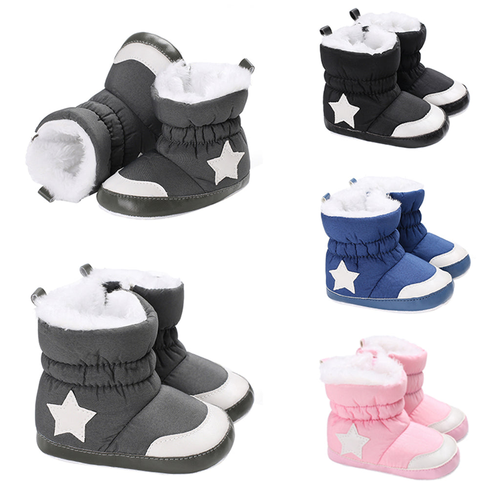 Simple Star Pattern Baby Boys Girls Casual Anti-Slip Winter Boots Thicken Shoes
