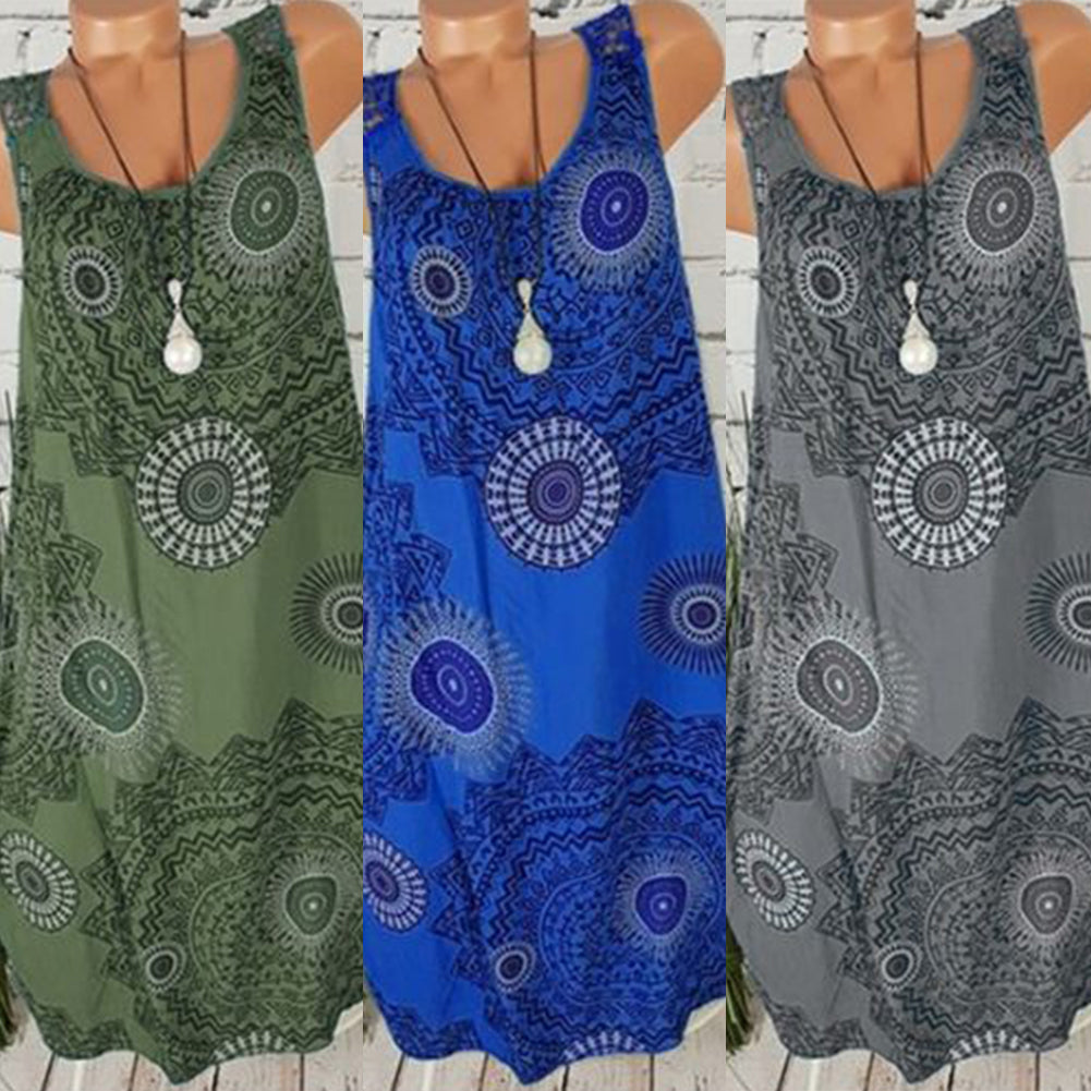 Fashion Printed Back Hollow Out Lace Sleeveless Women Summer T-Shirt Tank Top