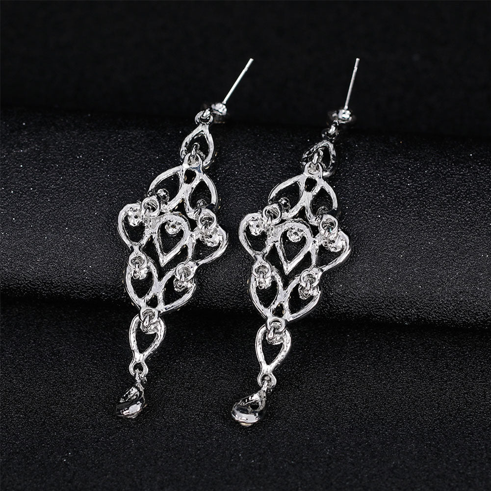 Fashion Waterdrops Rhinestone Long Dangle Women Earrings Party Jewelry Decor