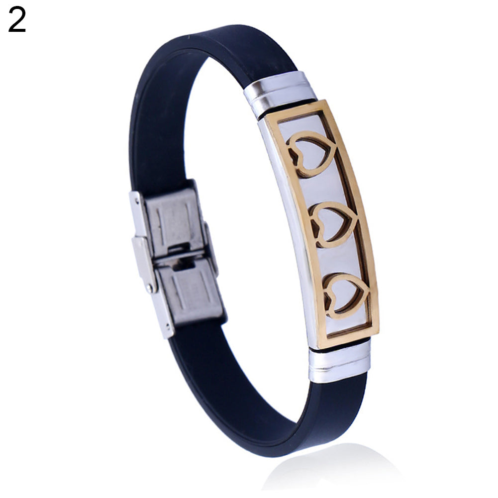 Punk Swirl Carving Men Fashion Stainless Steel Adjustable Bracelet Wristband