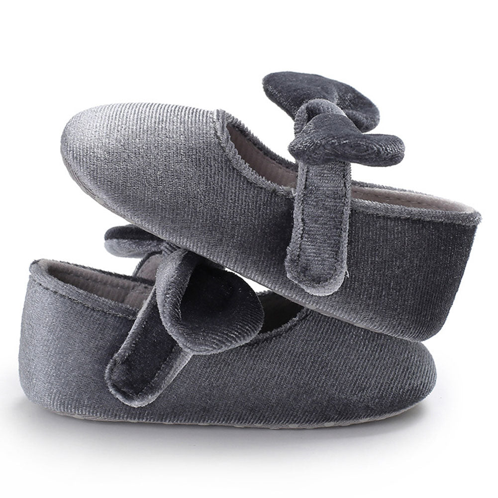 Cute Baby Girls Princess Bowknot Solid Color Soft Sole Shoes Prewalker Footwear