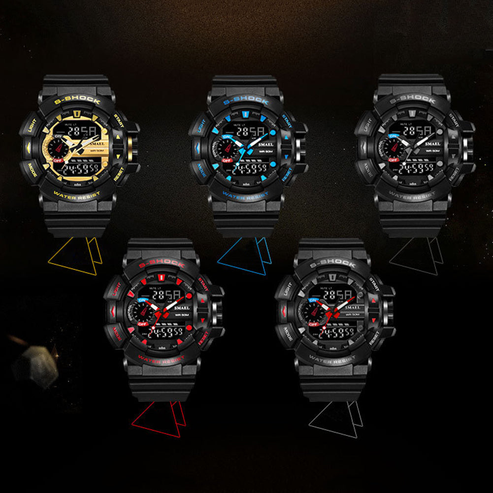 Fashion Men Sport Waterproof Shockproof Dual Display LED Digital Wrist Watch