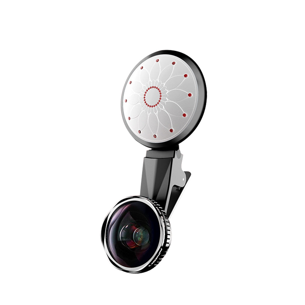 4K Wide Angle Lens 20X Macro Lens Dimmable Selfie Fill Light Clip Kit for Phone