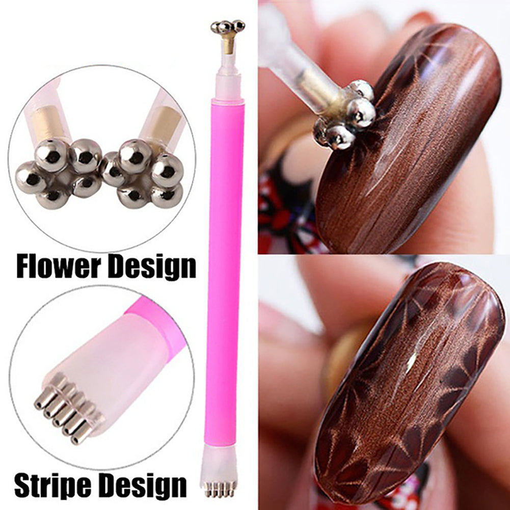 Nail Art Cat Eye Flower Stripe Magnetic Pen DIY 3D Polish UV Gel Manicure Tool