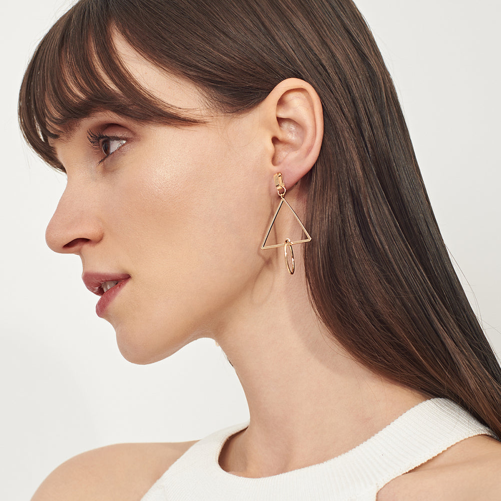 Triangle Circle Pendant Ear Studs Geometric Jewelry Fashion Women Earrings Gift