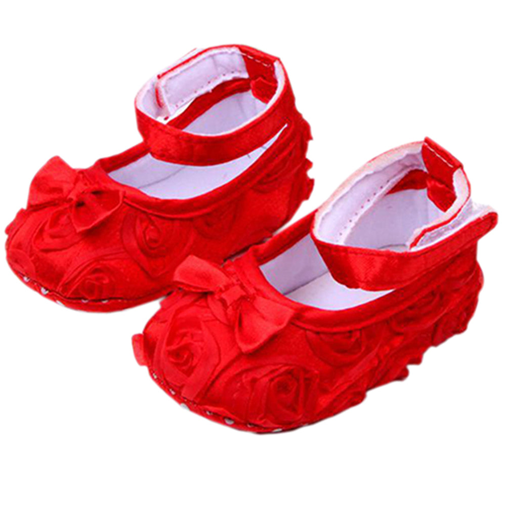 Baby Girls' Sweet Bow Comfortable Anti-Slip Princess Toddler Crib Shoes 0-18M