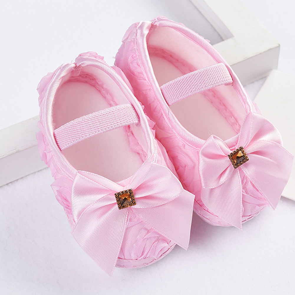 Toddler Baby Kids Girl Bowknot/Flower Anti-slip Princess Slip-on Soft Sole Shoes